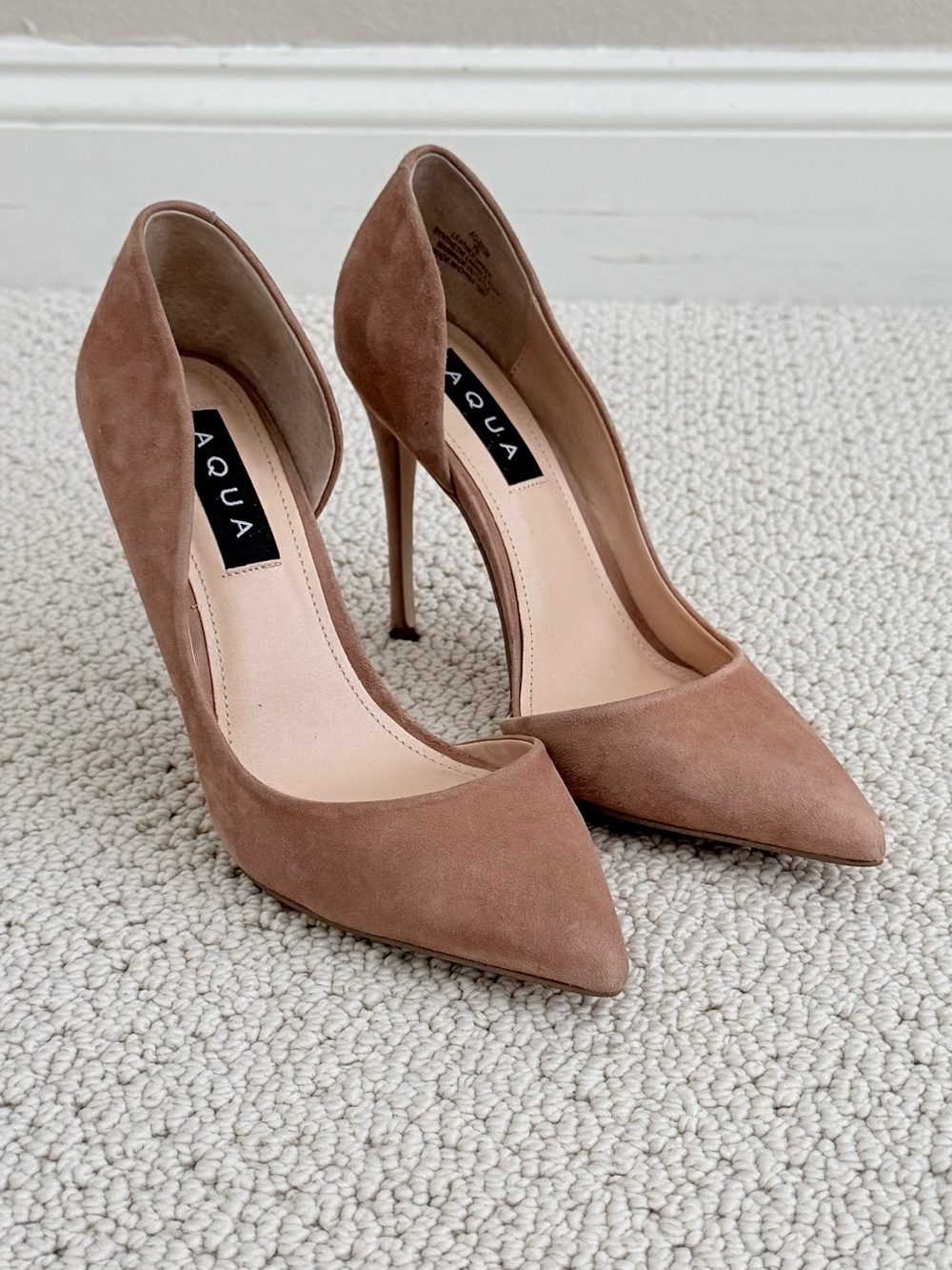 Aqua Dion Half D’orsay Suede Heels